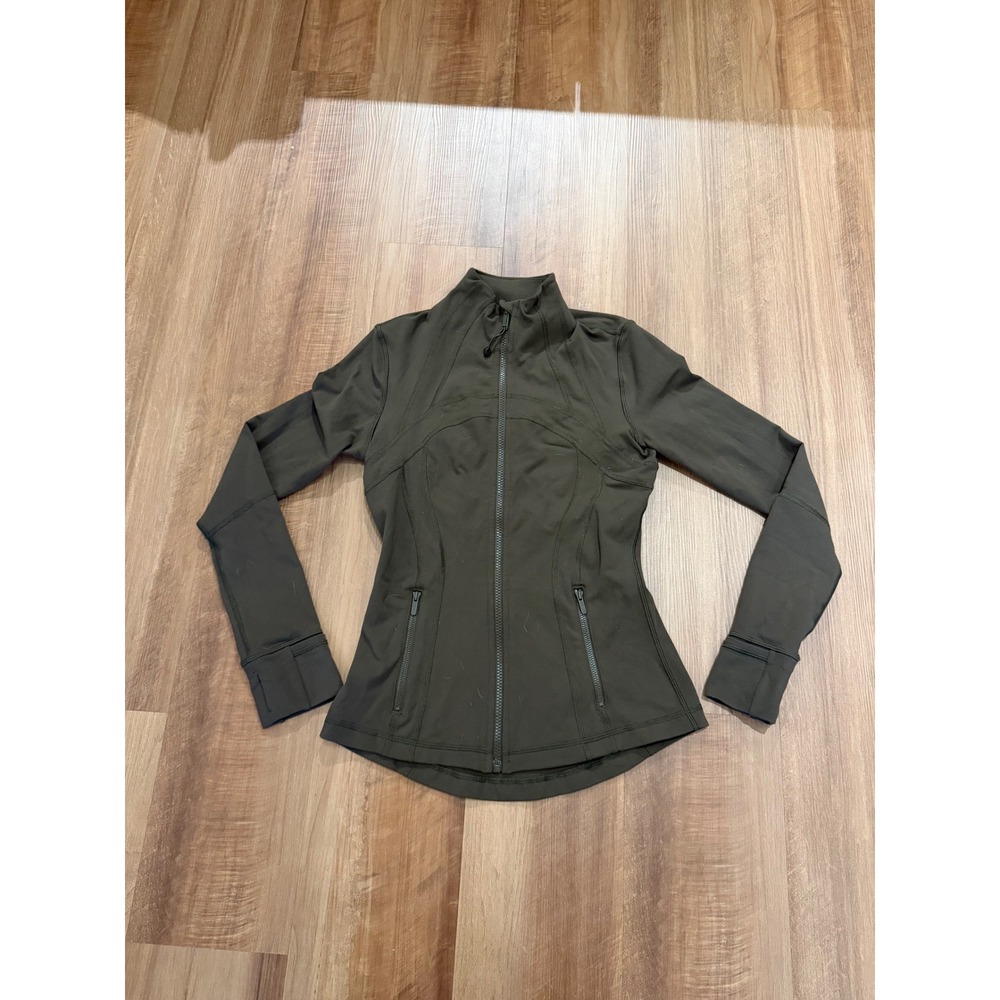 Lululemon Define Jacket Women 4 Dark Olive Green Full Zip Yoga Athletic Layer